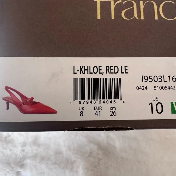 Franco Sarto Red Pointed Toe Kloe Slingbacks Size 10 - Picture 7 of 7